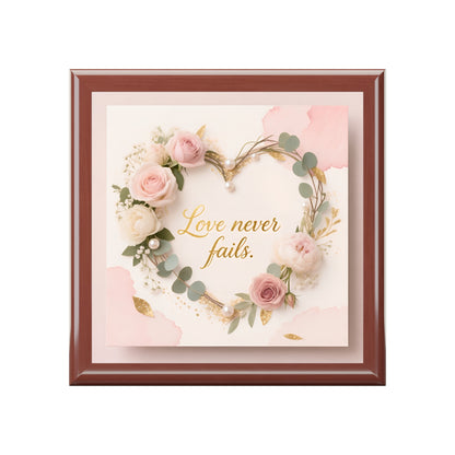 Jewelry Box - 'Love Never Fails' Floral Keepsake Box (Romantic Gift)
