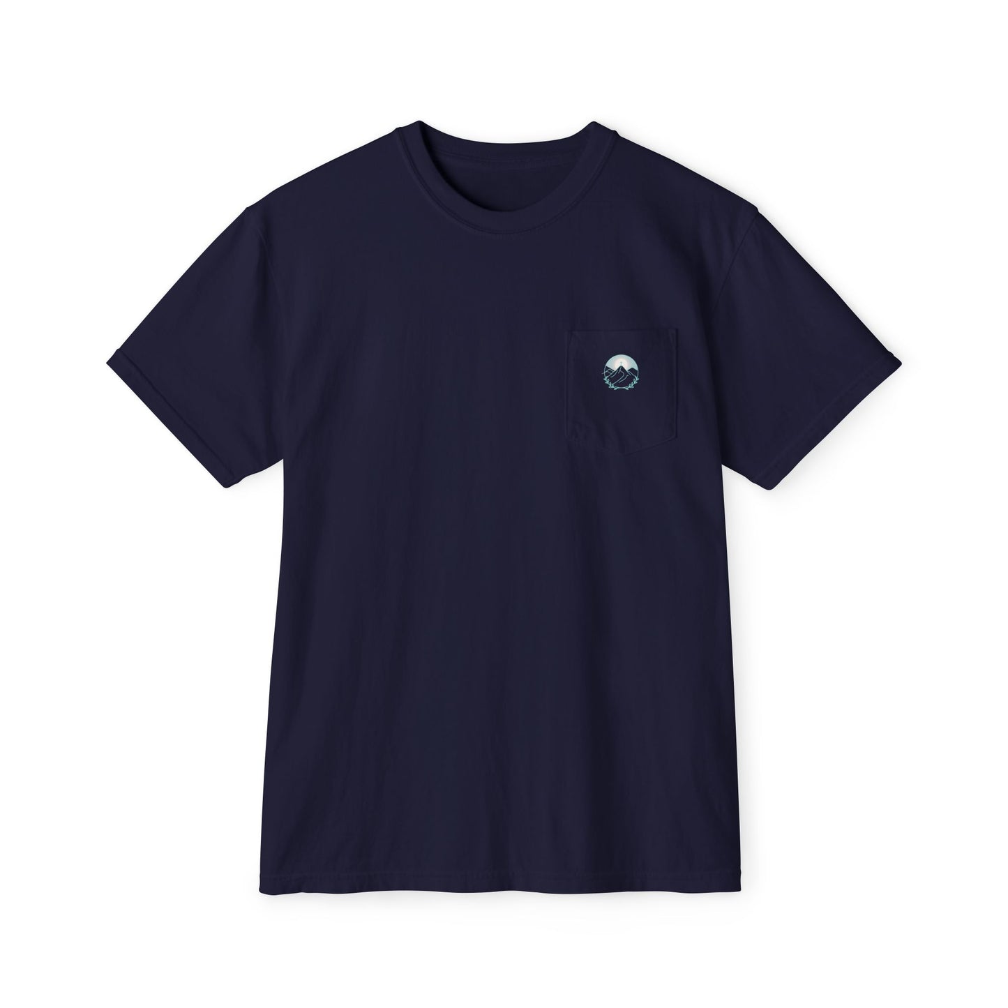 Pocket T-Shirt — Mountain Cross Back Graphic