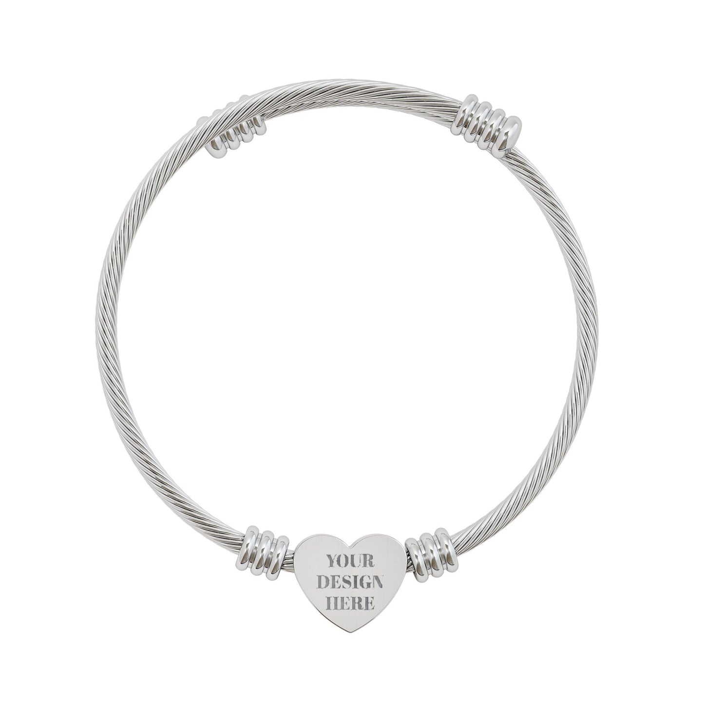 Heart Cuff Bracelet with Personalization | Stylish Cable Wire Bangle for Him & Her | Unique Gifts for Mom and Dad