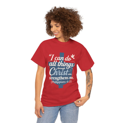 Philippians 4:13 Cotton Tee — "I Can Do All Things" Christian Prayer T-Shirt