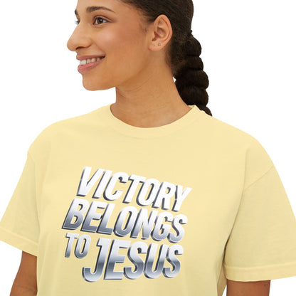 Victory Belongs to Jesus Boxy Tee — Christian Faith Graphic Tee