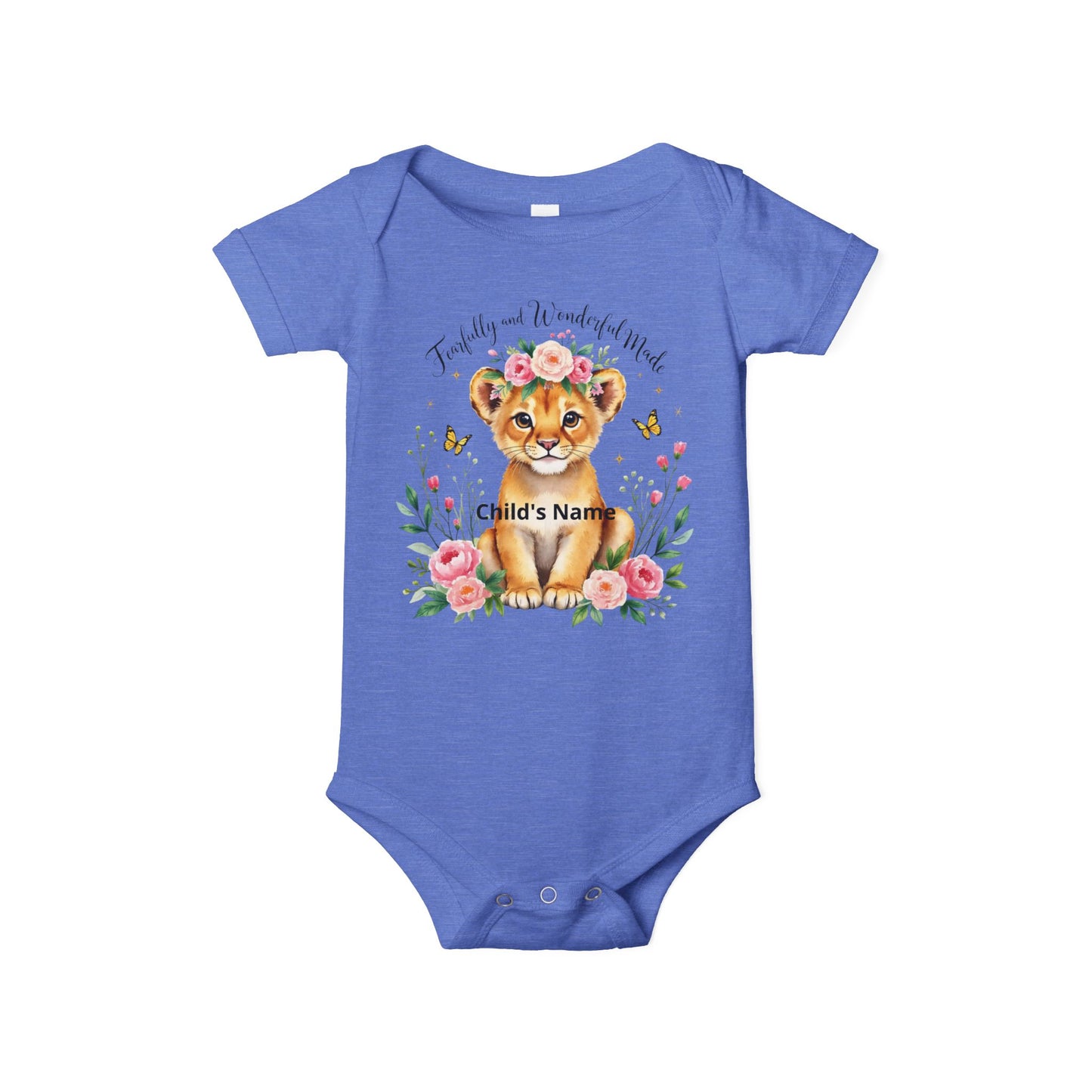 Baby Onesie - Floral Lion Cub "Wild and Wonderful" Personalized Infant Bodysuit