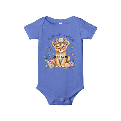 Baby Onesie - Floral Lion Cub "Wild and Wonderful" Personalized Infant Bodysuit