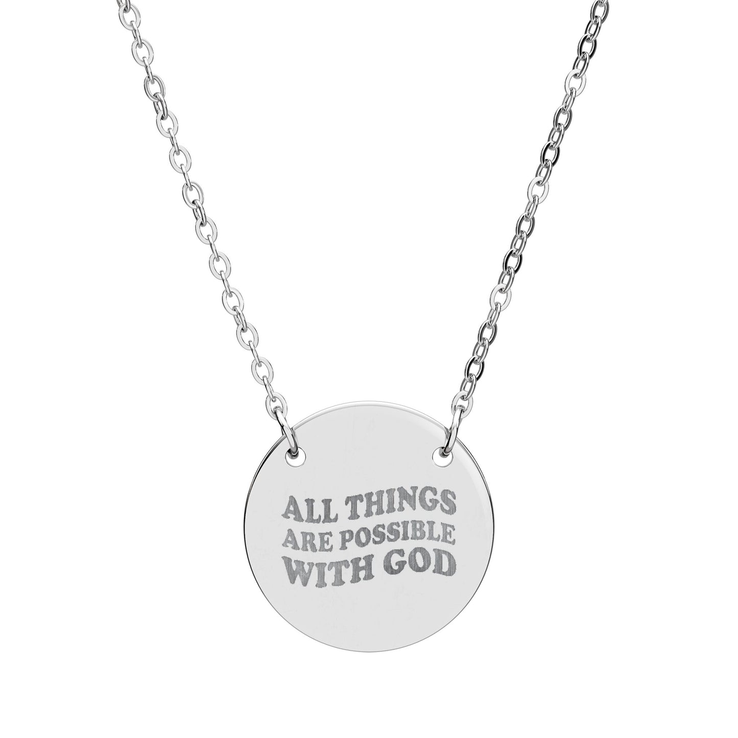 Engraved 'GOD' Circle Necklace — Religious Pendant Gift