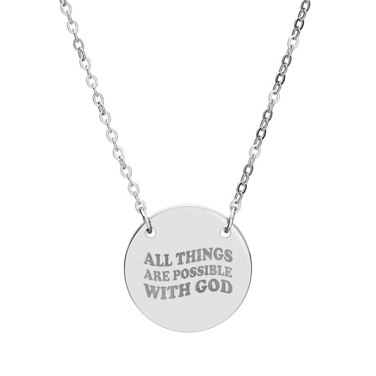 Engraved 'GOD' Circle Necklace — Religious Pendant Gift
