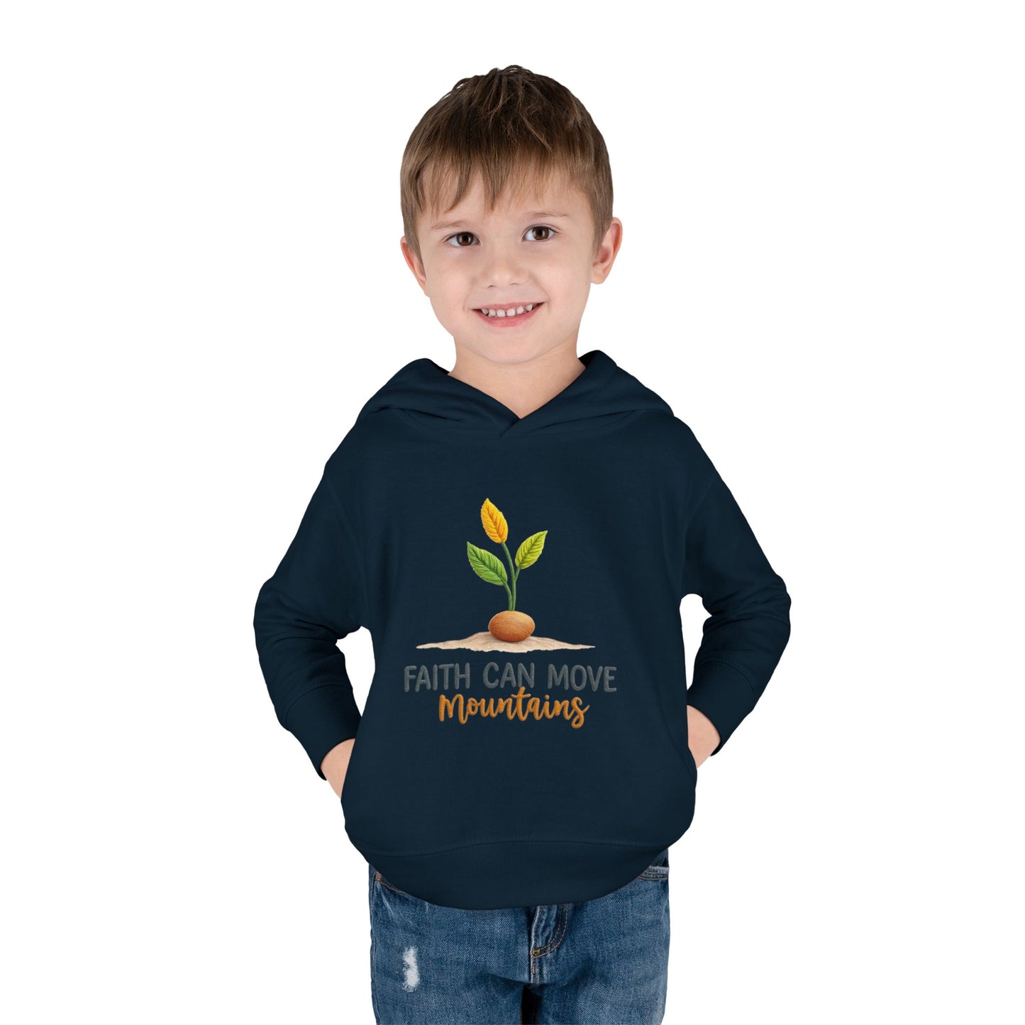 Toddler Hoodie - "Faith Can Move Mountains" Plant Graphic