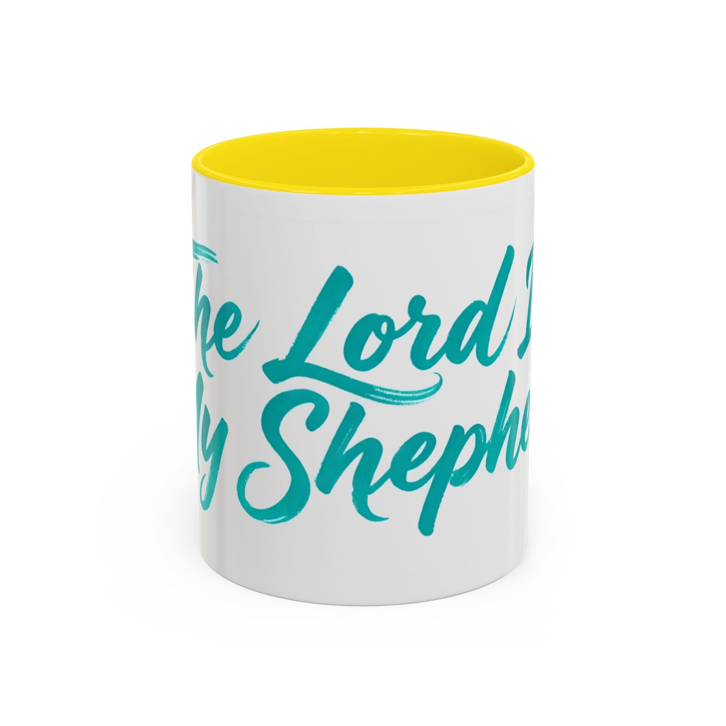 Scripture Accent Coffee Mug — Teal Hand-Lettered Encouragement (11/15 oz)