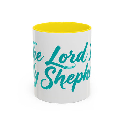 Scripture Accent Coffee Mug — Teal Hand-Lettered Encouragement (11/15 oz)