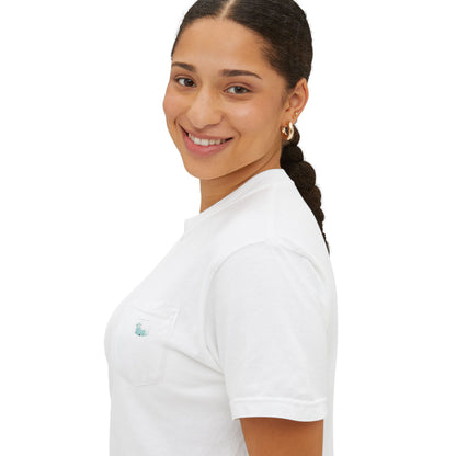 Lamb Rest Pocket T‑Shirt — Vintage Seafoam Pocket Tee with Script Verse