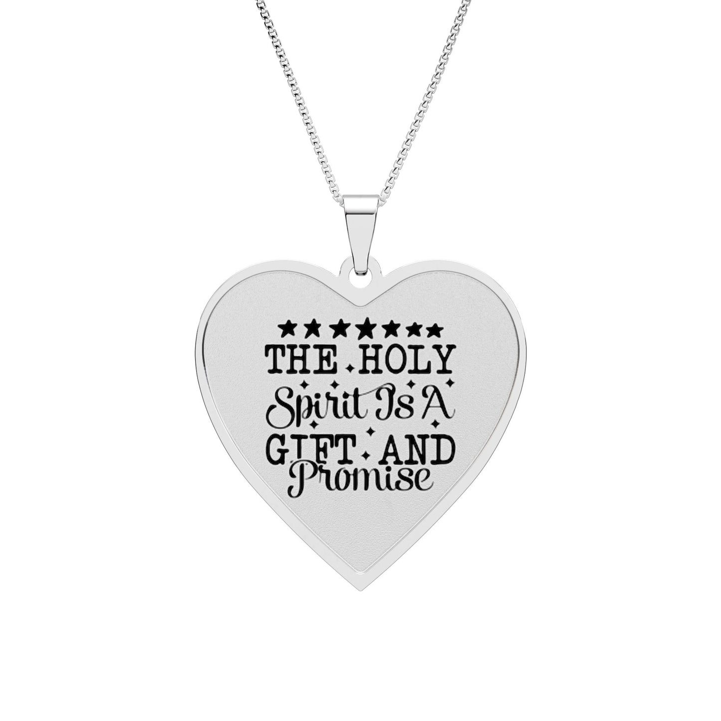 Heart Photo Pendant Necklace — Engraved "The Holy Spirit Is A Gift And Promise"