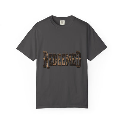 Garment-Dyed Statement Tee — Bold Single-Word Typographic Front