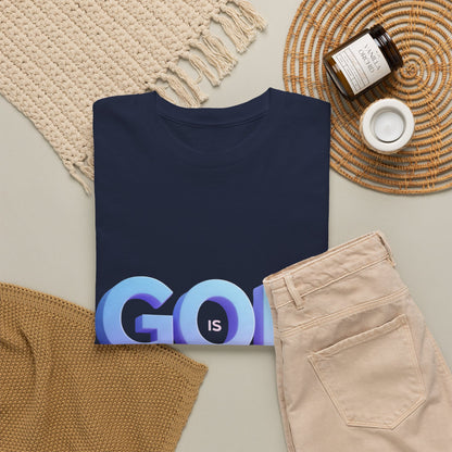 God Greater Gradient Tee — Soft Blue & Lilac Faith Shirt