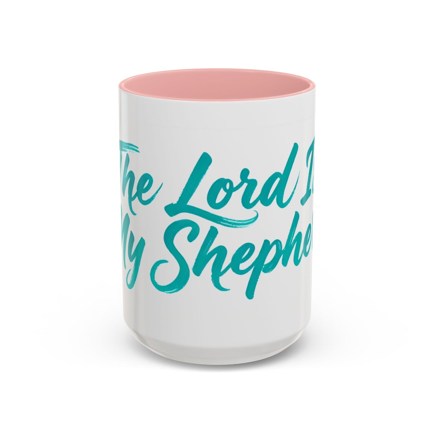 Scripture Accent Coffee Mug — Teal Hand-Lettered Encouragement (11/15 oz)