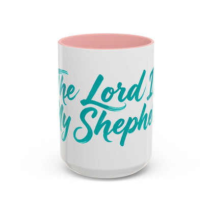 Scripture Accent Coffee Mug — Teal Hand-Lettered Encouragement (11/15 oz)
