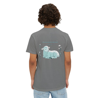Lamb Rest Pocket T‑Shirt — Vintage Seafoam Pocket Tee with Script Verse