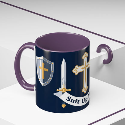 Christian Knight Coffee Mug — “Suit Up Daily” Accent Ceramic Mug