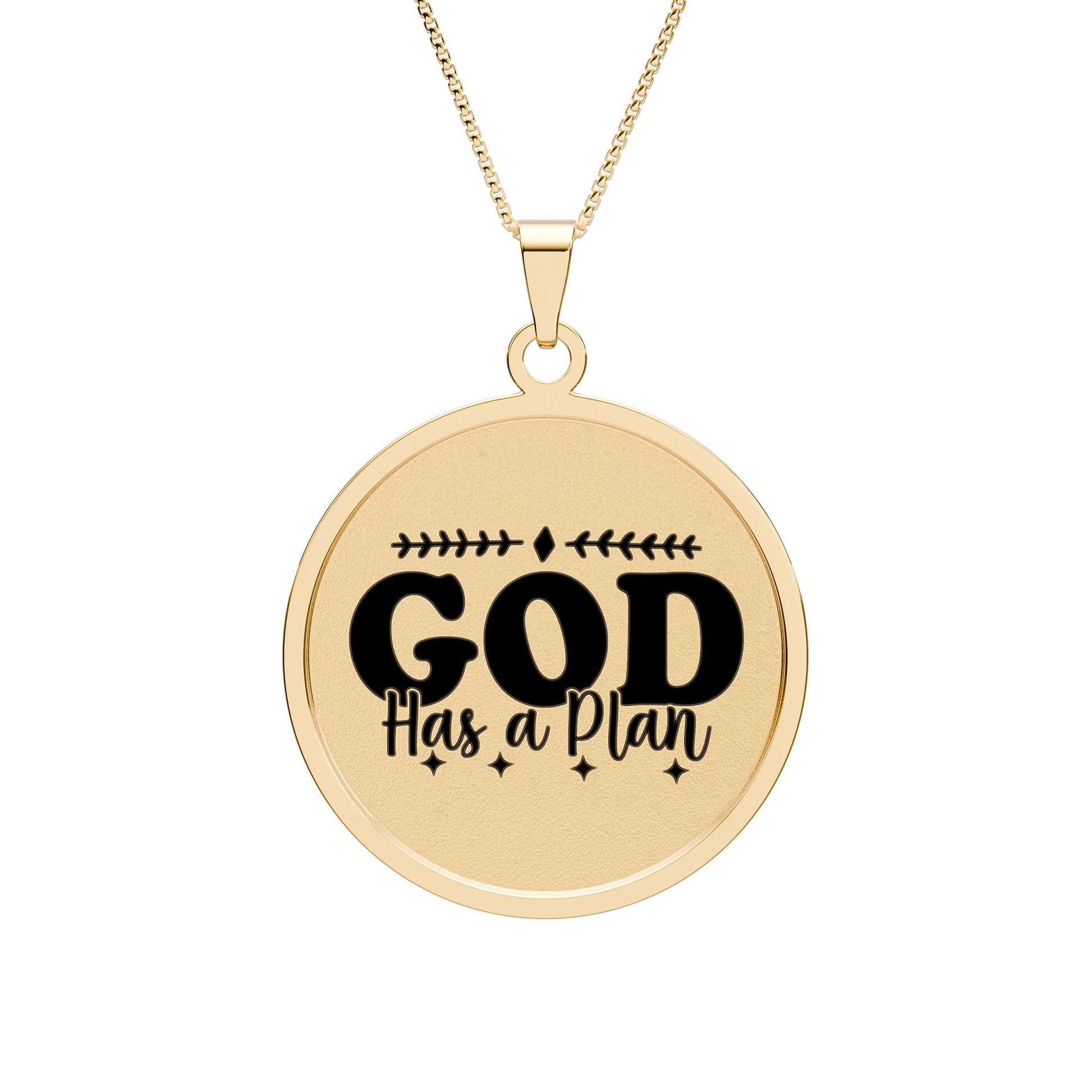 God Has a Plan Round Photo Pendant Necklace — Faith Jewelry Gold plated 