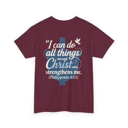 Philippians 4:13 Cotton Tee — "I Can Do All Things" Christian Prayer T-Shirt