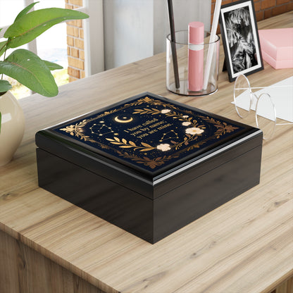 Keepsake Jewelry Box – 'I Have Called You By Name; You Are Mine' Gold Floral Moon Design
