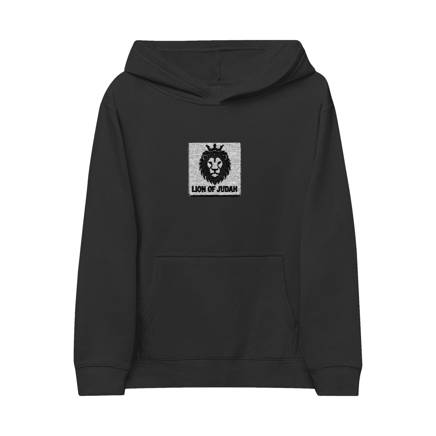 Kids Lion Embroidered Hoodie - 'Live & Roar' Fleece Pullover