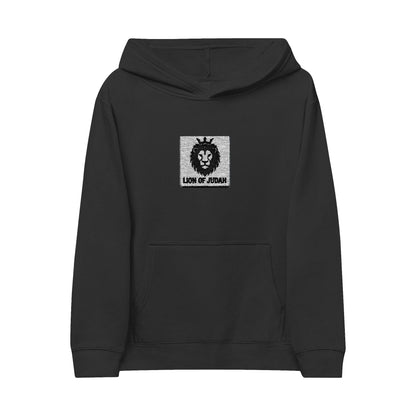 Kids Lion Embroidered Hoodie - 'Live & Roar' Fleece Pullover