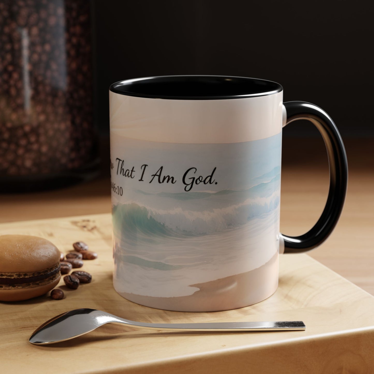 Psalm 46:10 Ocean Coffee Mug – "Be Still and Know That I Am God" Inspirational Ceramic