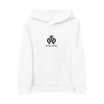 Alpha & Omega Kids Hoodie — Embroidered Crown Logo Fleece Pullover