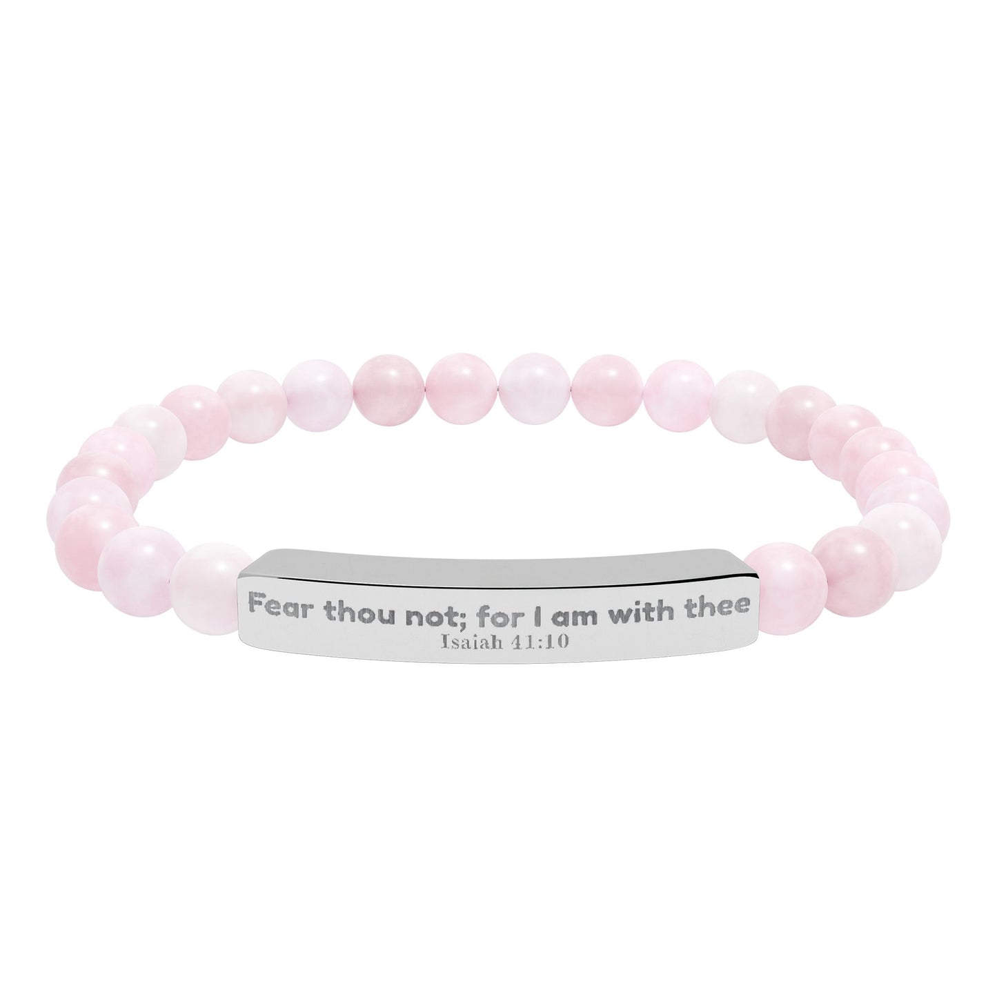 Engravable Natural Stone Bead Bracelet — Personalized Bar Stretch Bracelet