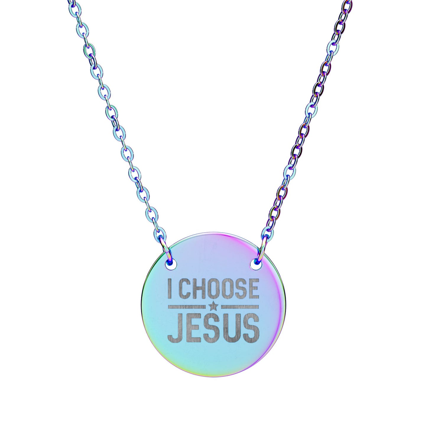 I Choose Jesus Circle Necklace — Engraved Christian Pendant