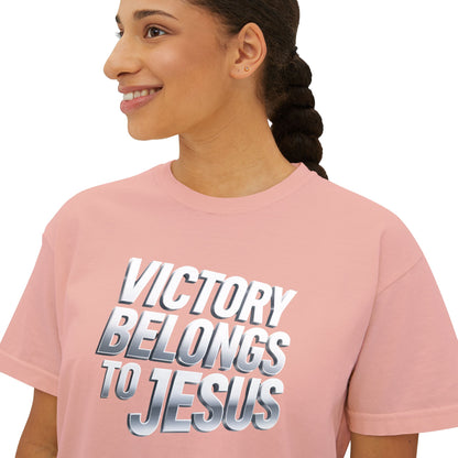 Victory Belongs to Jesus Boxy Tee — Christian Faith Graphic Tee