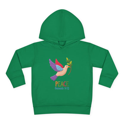 Toddler Hoodie — Colorful Peace Dove with Olive Branch & “PEACE Genesis 9:13”