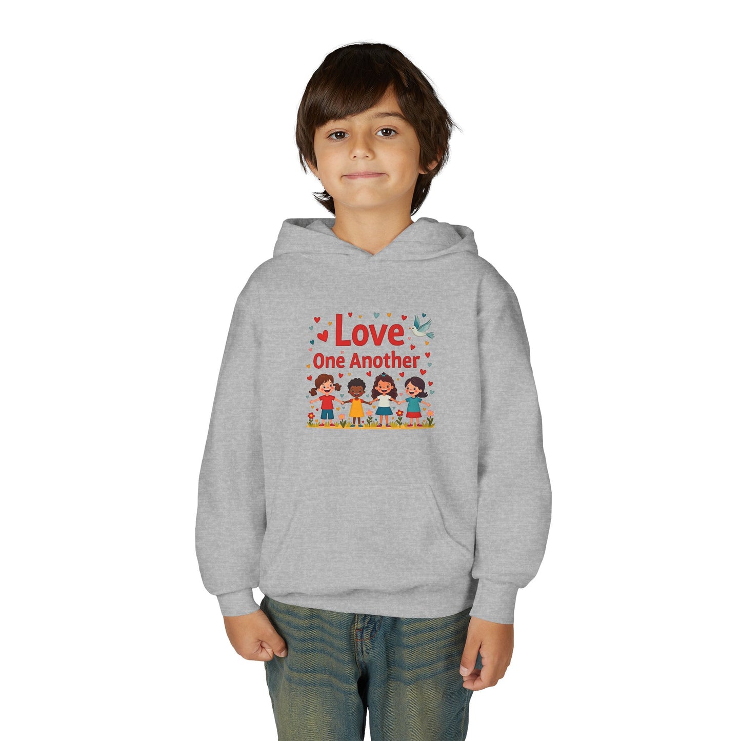 Love One Another Youth Hoodie — Kids' Inclusive Friendship Sweatshirt