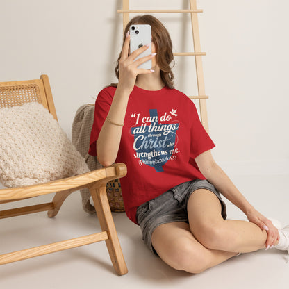 Philippians 4:13 Cotton Tee — "I Can Do All Things" Christian Prayer T-Shirt
