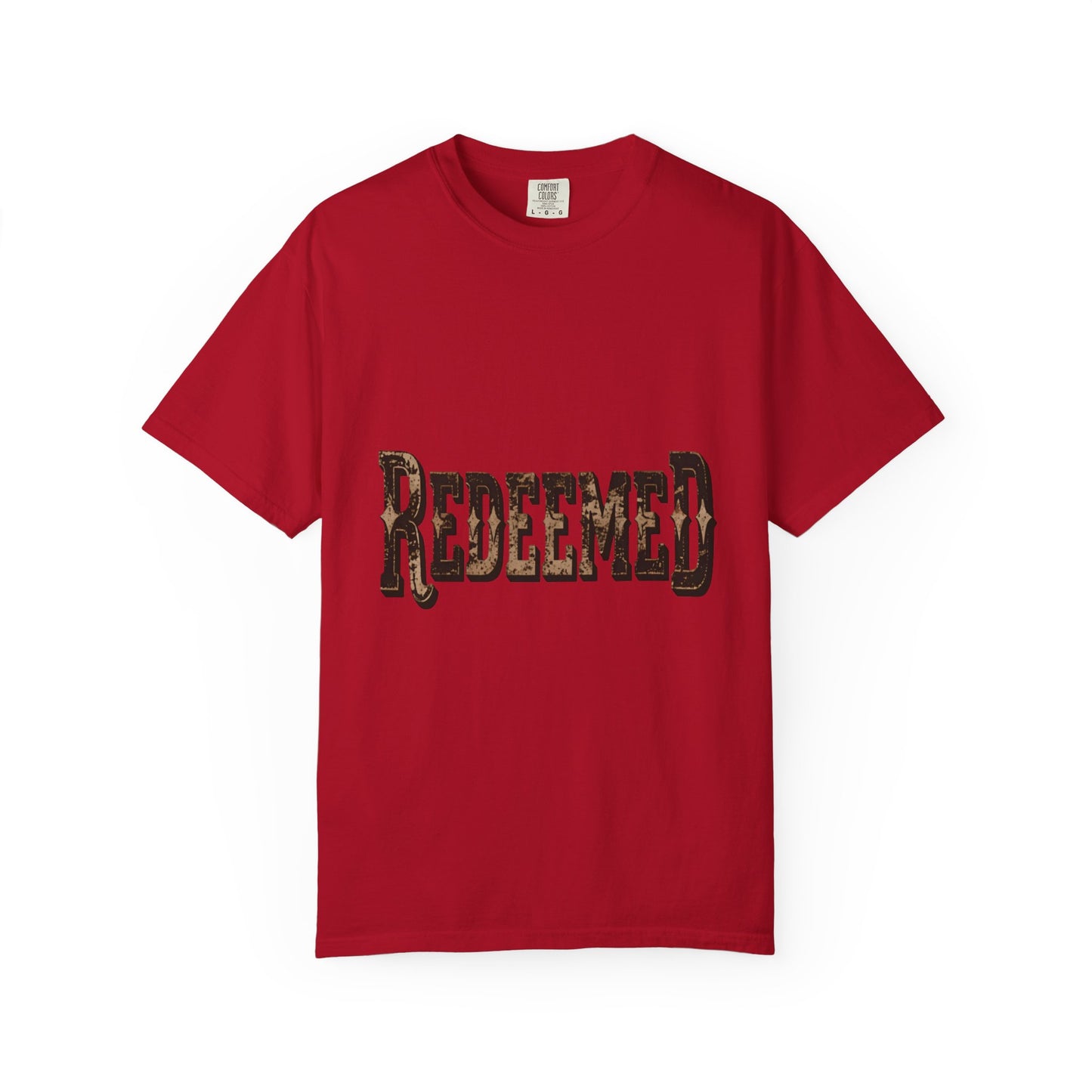 Garment-Dyed Statement Tee — Bold Single-Word Typographic Front