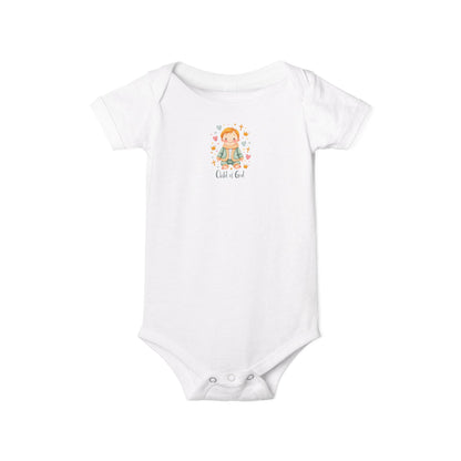 Infant One-Piece Bodysuit — Cute Little Girl Illustration "Hello World" Baby Bodysuit