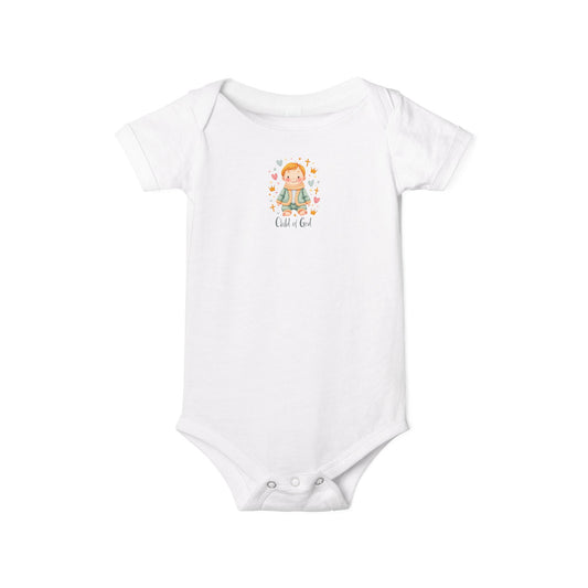 Infant One-Piece Bodysuit — Cute Little Girl Illustration "Hello World" Baby Bodysuit