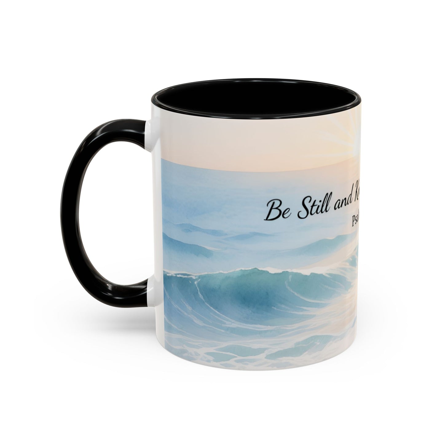 Psalm 46:10 Ocean Coffee Mug – "Be Still and Know That I Am God" Inspirational Ceramic