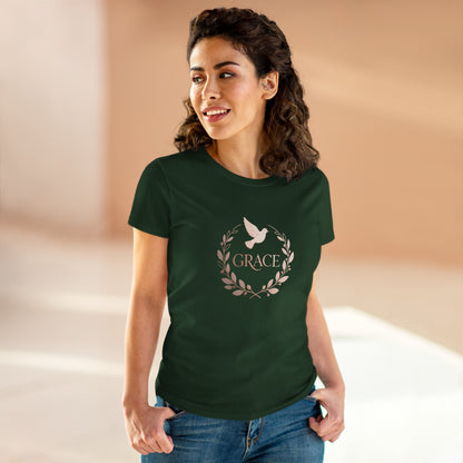 Graceful Dove Wreath Tee — Women's Rose-Gold Reminder Tee