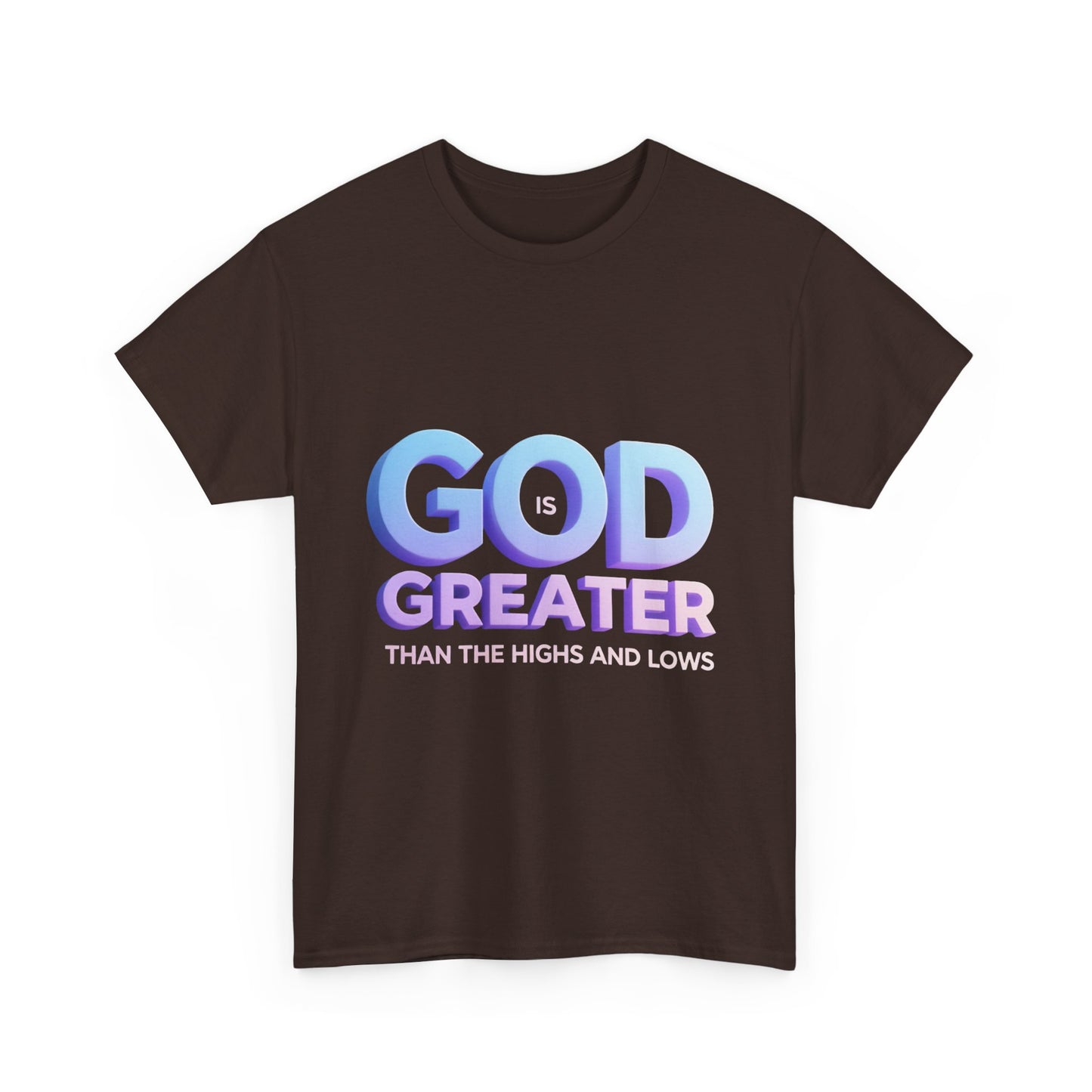 God Greater Gradient Tee — Soft Blue & Lilac Faith Shirt