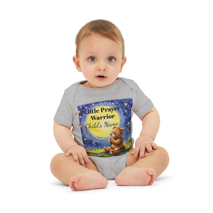 Infant One-Piece — 'Little Prayer Warrior' Bear Baby Bodysuit (Personalize Name)