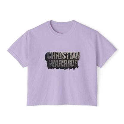 Christian Warrior Boxy Tee — Women's Faith Graphic Shirt