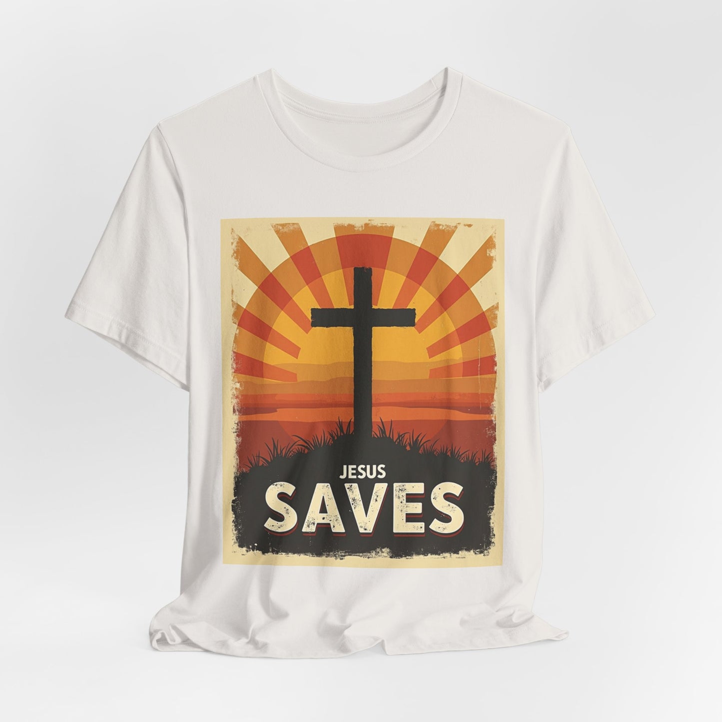 Jesus Saves Cross tee | Christian faith shirt, sunrise graphic | Perfect Gift for Mom and Dad | Friends and Family Shirt