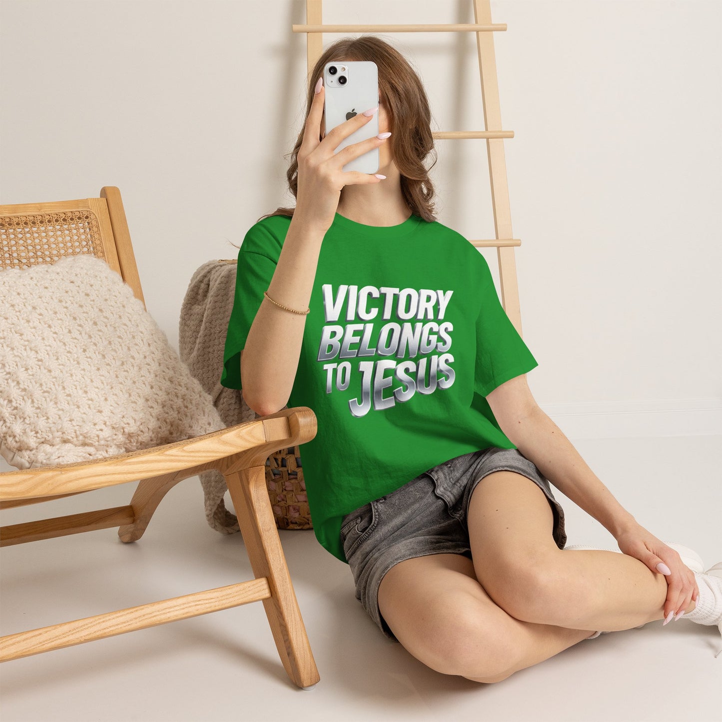 Victory Belongs to Jesus T-Shirt — Heavyweight Christian Faith Tee