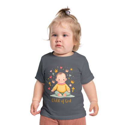 Baby Short Sleeve T-Shirt — "Child of God" Smiling Infant Faith Tee