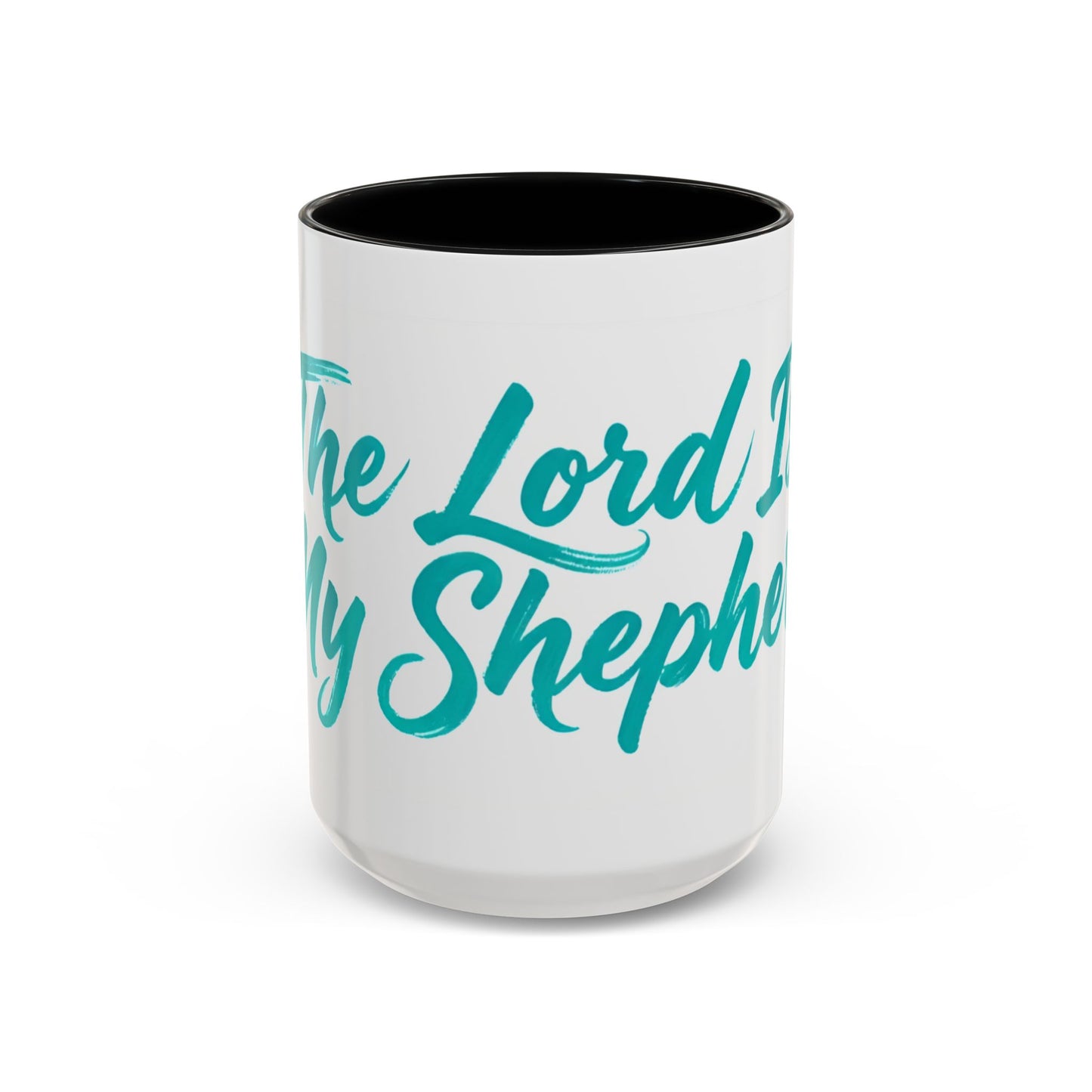 Scripture Accent Coffee Mug — Teal Hand-Lettered Encouragement (11/15 oz)