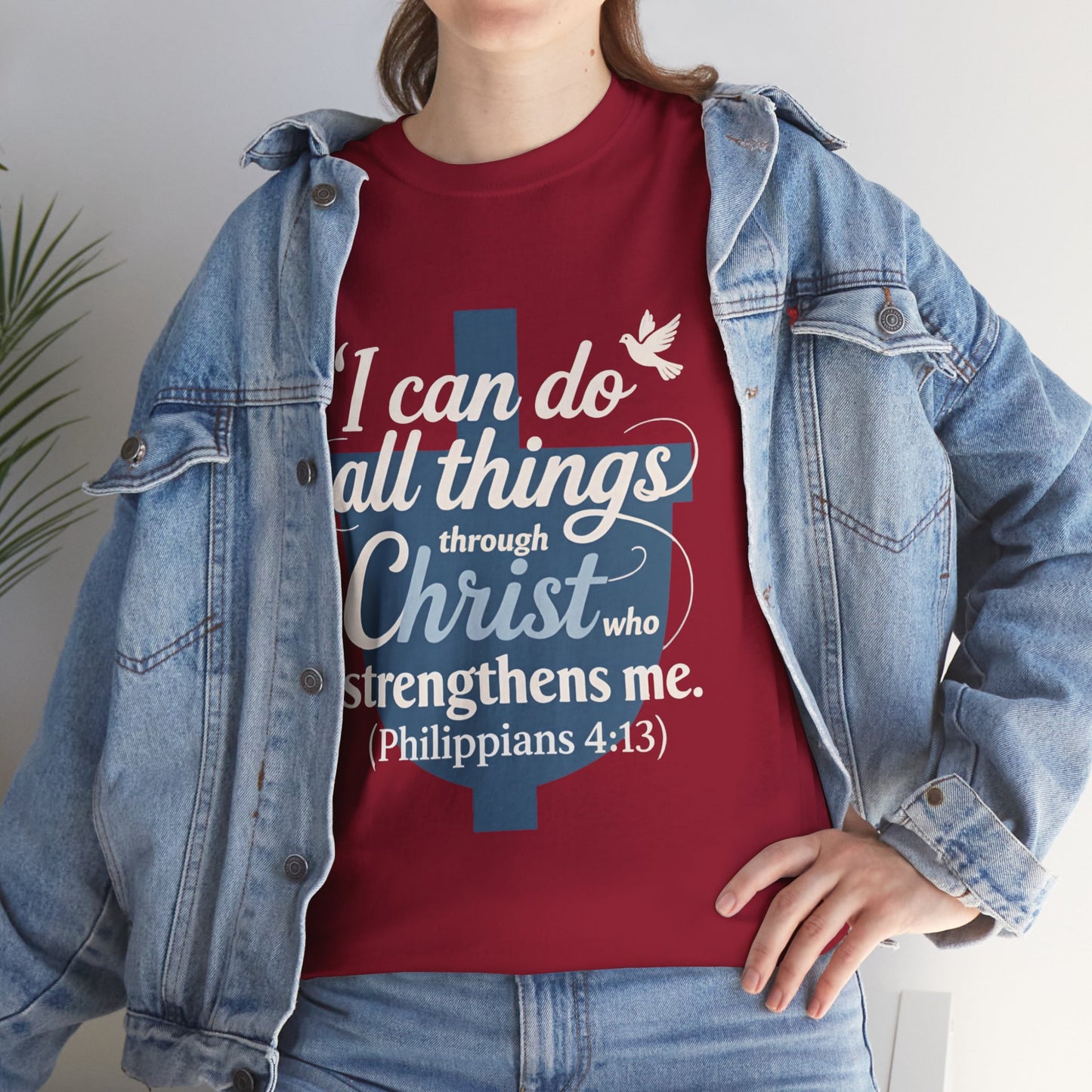 Philippians 4:13 Cotton Tee — "I Can Do All Things" Christian Prayer T-Shirt