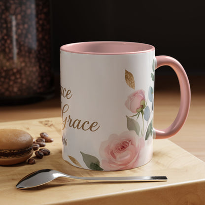 Grace Upon Grace Coffee Mug — Floral John 1:16 Scripture Accent Mug