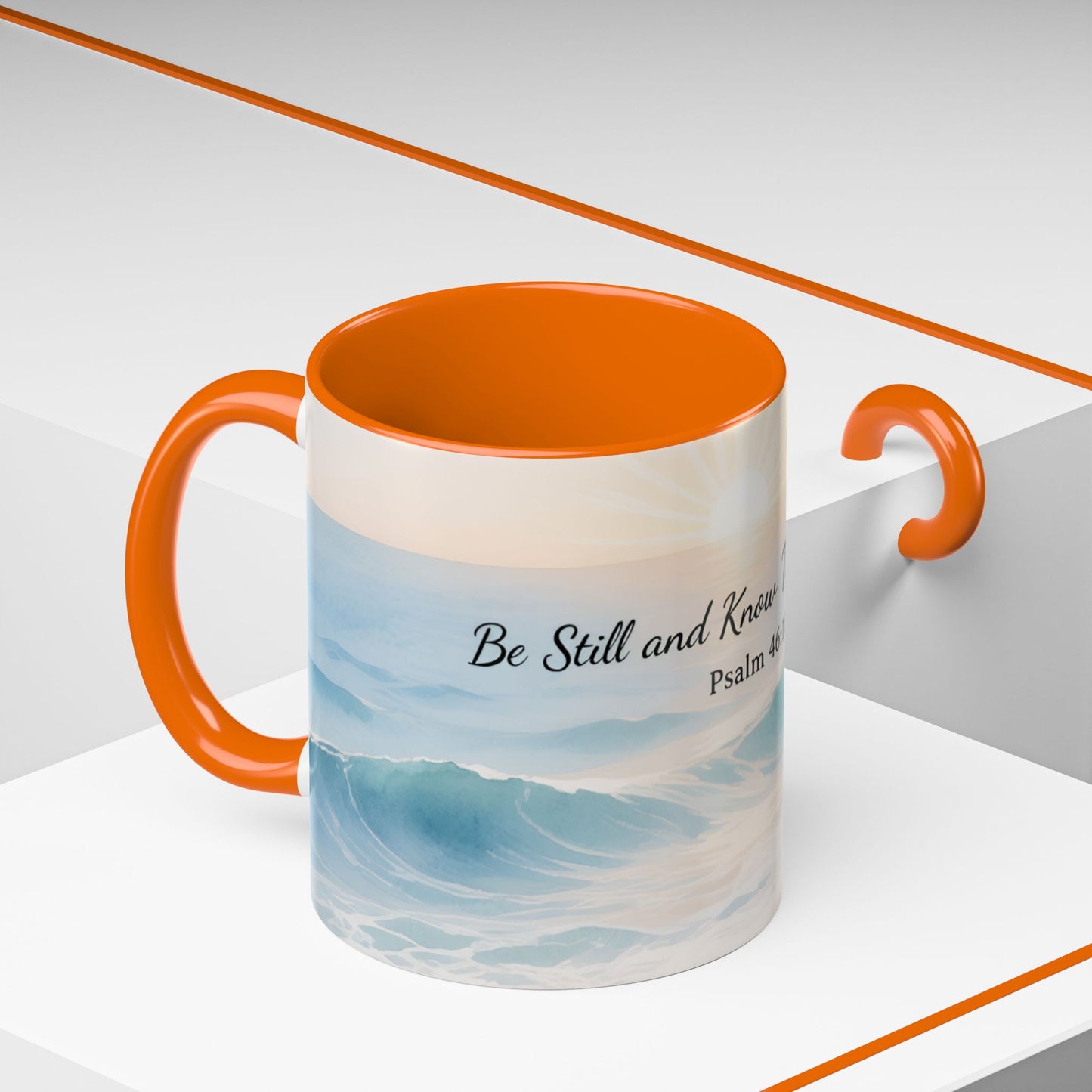Psalm 46:10 Ocean Coffee Mug – "Be Still and Know That I Am God" Inspirational Ceramic