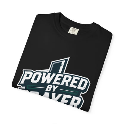 Powered by Prayer T‑Shirt — Faith Graphic Tee with Cross