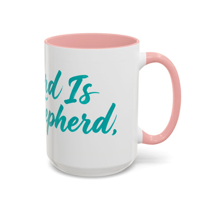 Scripture Accent Coffee Mug — Teal Hand-Lettered Encouragement (11/15 oz)